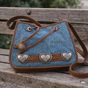 ADRIENNE GAIL Denim And Leather Crossbody. LIKE NEW.